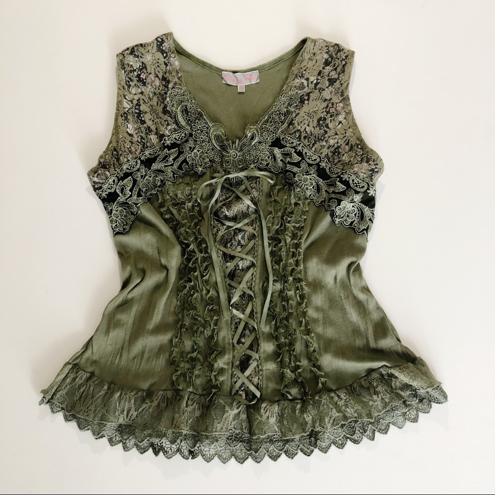 Green Lace Corset top XL